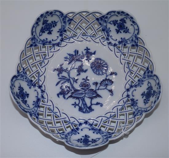 A Meissen blue and white porcelain five sided dish